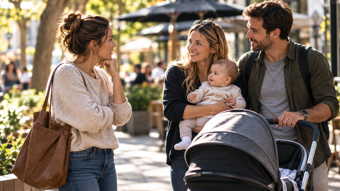 Couple meeting childless friend