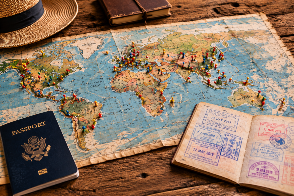 Big Goals world map and passport image