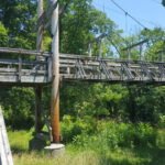 Old wooden bridge stairs
