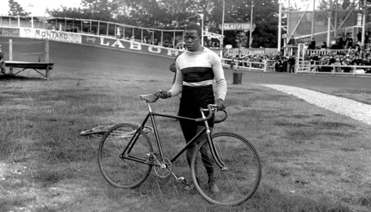 American Major Taylor and his bicycle