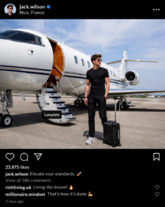Influencer hiring a jet