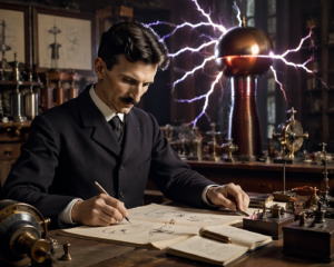 Nikola tesla at work