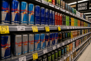 Red Bull on supermarket shelves