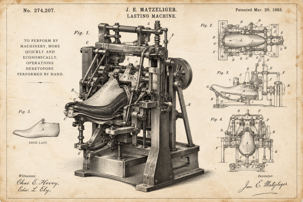 Lasting machine patent drawing
